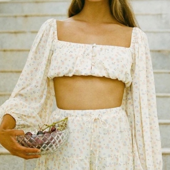 Sabo Skirt Cayenne Long Sleeve Yellow Floral Top size Medium NEW $58 - Picture 2 of 13